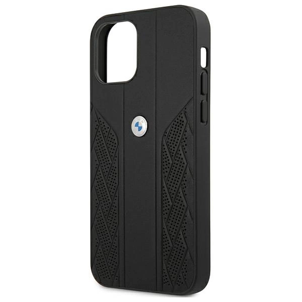 Etui BMW BMHCP12SRSPPK iPhone 12 mini 5,4" czarny/black hardcase Leather Curve Perforateeng