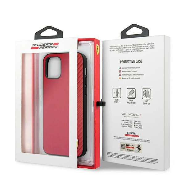 Ferrari FESAXHCP12LRE iPhone 12 Pro Max 6.7" red/red hardcase On Track Carbon Stripeeng