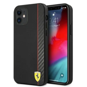 Ferrari FESAXHCP12SBK iPhone 12 mini 5.4" black/black hardcase On Track Carbon Stripeeng