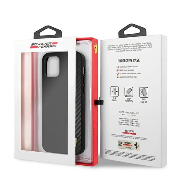 Ferrari FESAXHCP12SBK iPhone 12 mini 5.4" black/black hardcase On Track Carbon Stripeeng