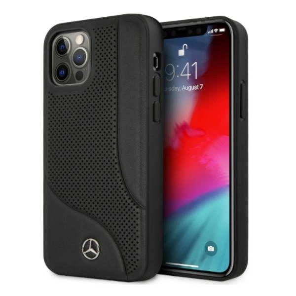 Mercedes MEHCP12LCDOBK iPhone 12 Pro Max 6,7" czarny/black hardcase Leather Perforated Areaeng