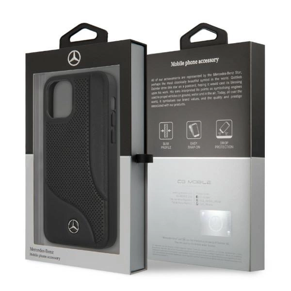 Mercedes MEHCP12LCDOBK iPhone 12 Pro Max 6,7" czarny/black hardcase Leather Perforated Areaeng