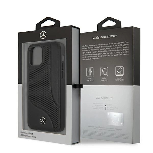 Mercedes MEHCP12SCDOBK iPhone 12 mini 5,4" czarny/black hardcase Leather Perforated Areaeng