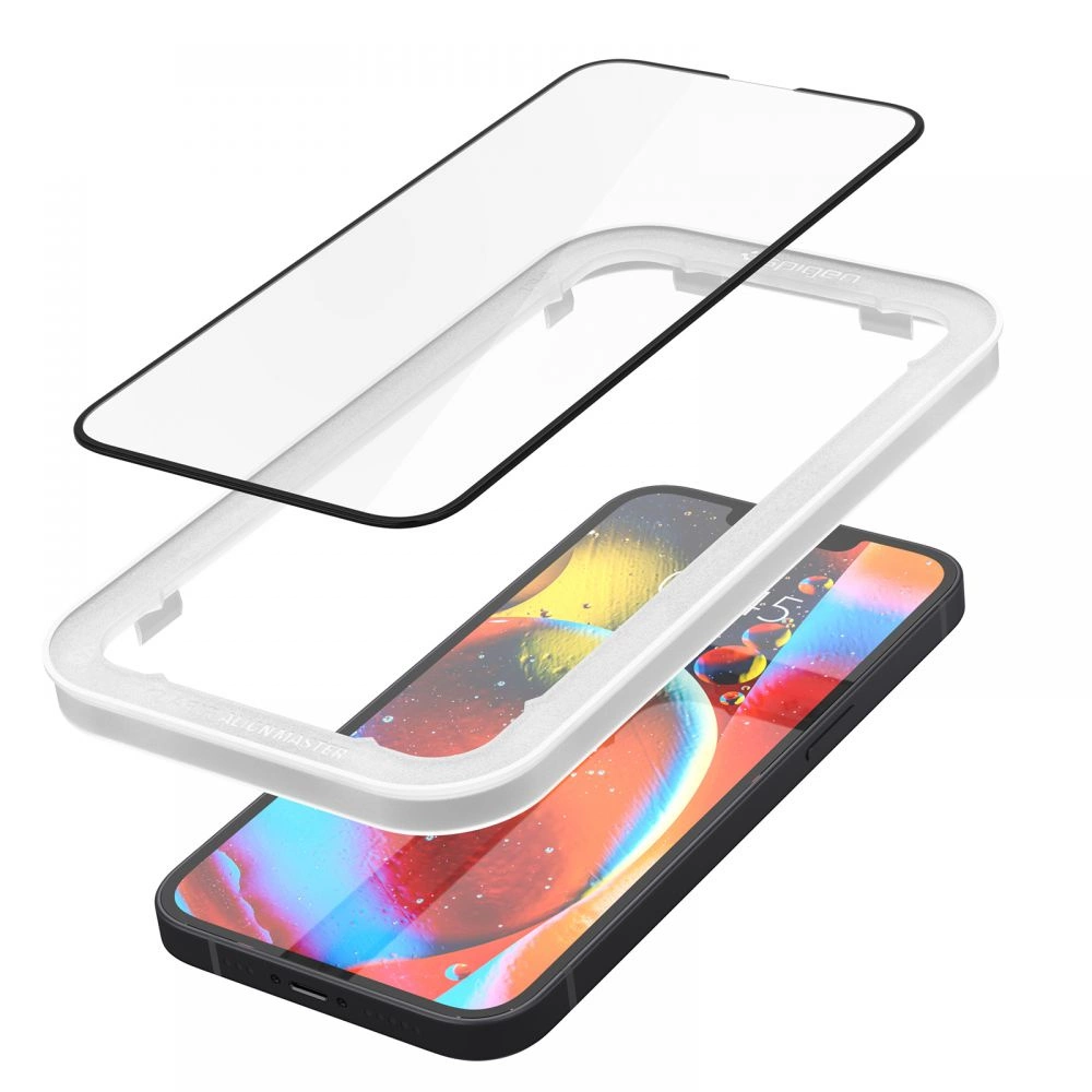 Spigen ALM Glass FC Tempered Glass for iPhone 13 / 13 Pro / 14 / 16e - Black 2 pcs.eng
