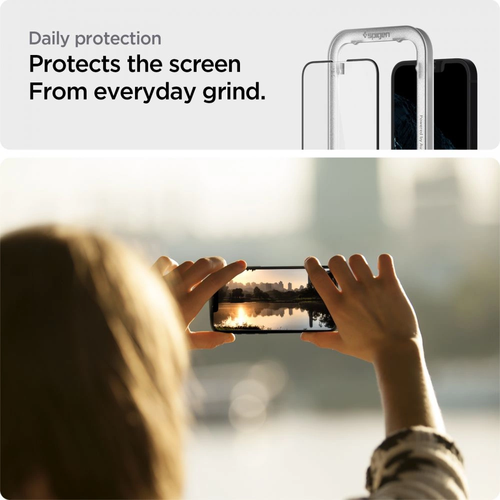 Spigen ALM Glass FC Tempered Glass for iPhone 13 / 13 Pro / 14 / 16e - Black 2 pcs.eng