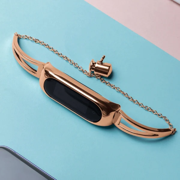 Replacment metal band bracelet strap for Xiaomi Mi Band 6 / 5 / 4 / 3 rose goldeng