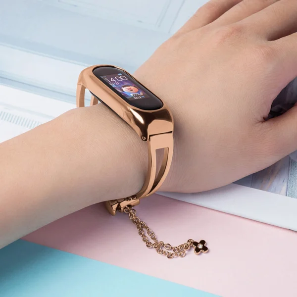 Replacment metal band bracelet strap for Xiaomi Mi Band 6 / 5 / 4 / 3 rose goldeng