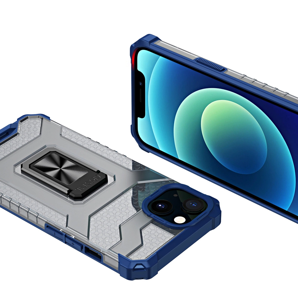 Crystal Ring Case Kickstand Tough Rugged Cover for iPhone 12 blueeng