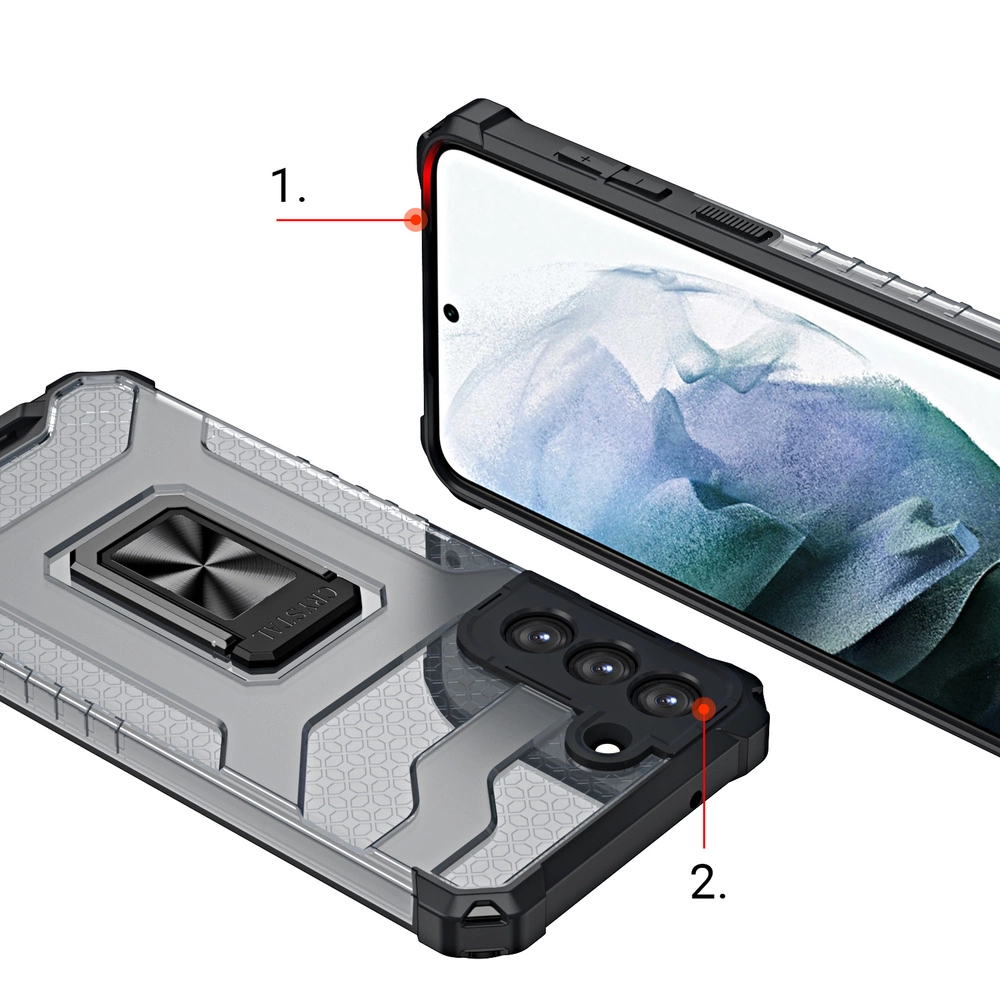 Crystal Ring Case Kickstand Tough Rugged Cover for Samsung Galaxy S21+ 5G (S21 Plus 5G) redeng
