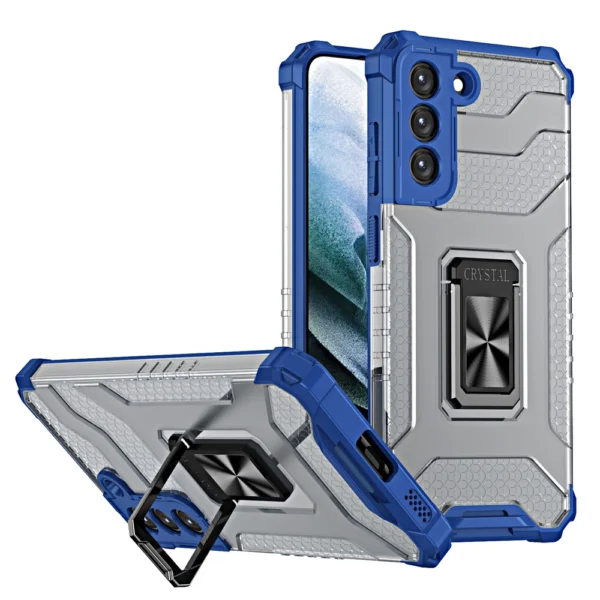 Crystal Ring Case Kickstand Tough Rugged Cover for Samsung Galaxy S21+ 5G (S21 Plus 5G) blueeng