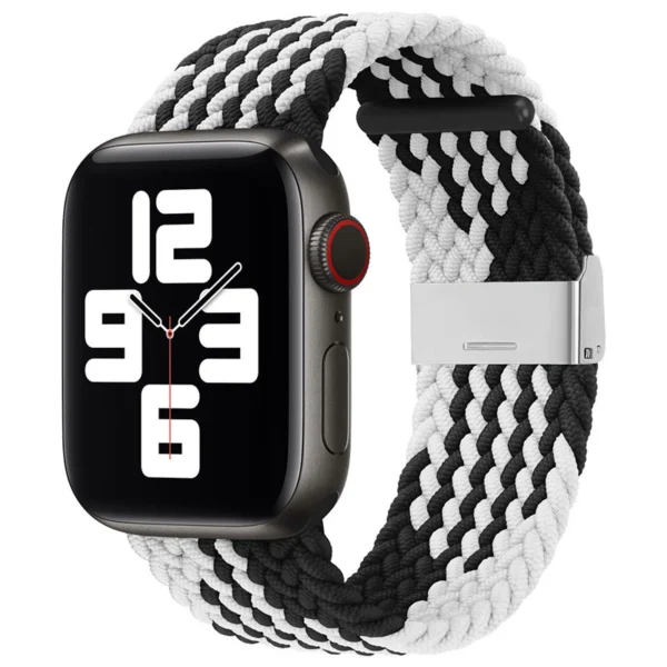 Braided Fabric Bracelet Strap Fabric Band for Apple Watch 38 / 40 / 41 mm - Black and Whiteeng