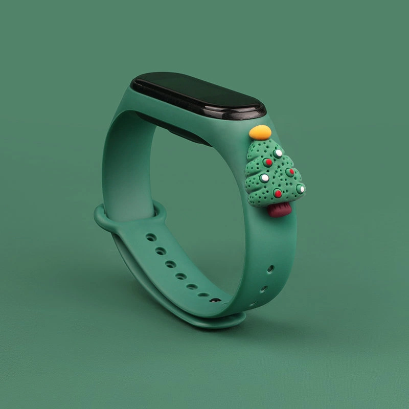 Strap Xmas for Xiaomi Mi Band 3 / 4 Christmas Silicone Strap Bracelet with Christmas Tree - Dark Greeneng