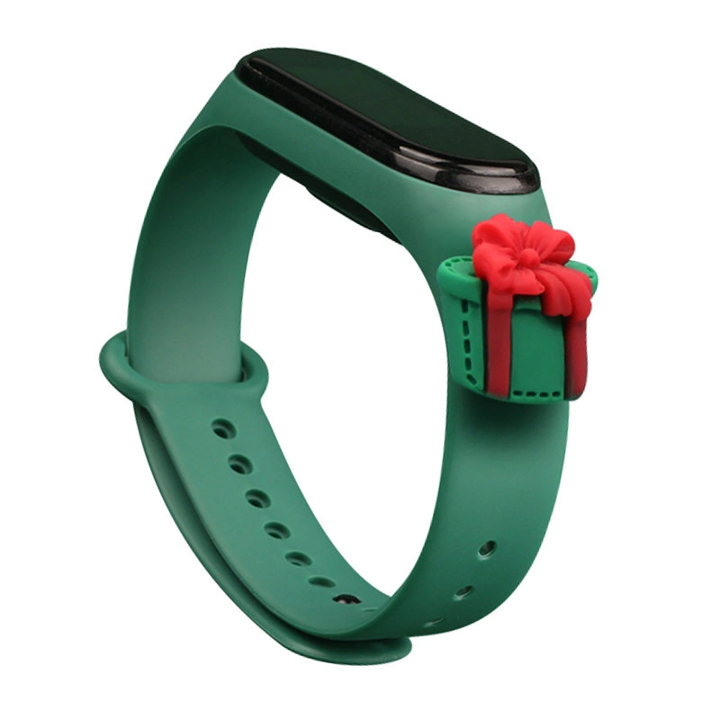 Strap Xmas for Xiaomi Mi Band 3 / 4 Christmas Silicone Strap Bracelet with Gift - Dark Greeneng
