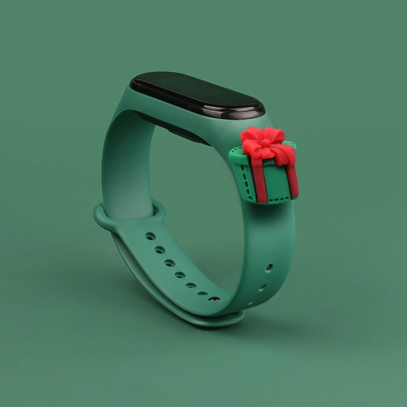 Strap Xmas for Xiaomi Mi Band 3 / 4 Christmas Silicone Strap Bracelet with Gift - Dark Greeneng