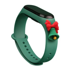 Strap Xmas for Xiaomi Mi Band 3 / 4 Christmas Silicone Strap Bracelet with Bell - Dark Greeneng