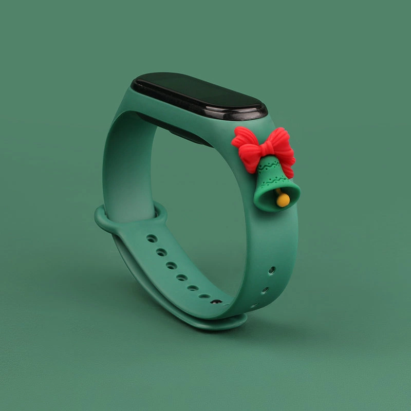 Strap Xmas for Xiaomi Mi Band 3 / 4 Christmas Silicone Strap Bracelet with Bell - Dark Greeneng