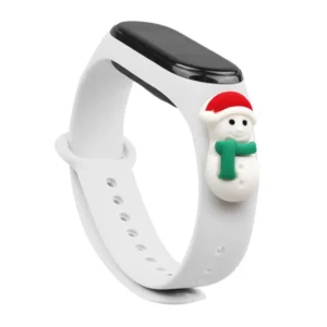 Strap Xmas for Xiaomi Mi Band 3 / 4 Christmas Silicone Strap Bracelet with Snowman - Whiteeng