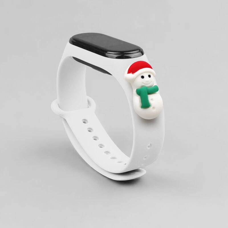 Strap Xmas for Xiaomi Mi Band 3 / 4 Christmas Silicone Strap Bracelet with Snowman - Whiteeng