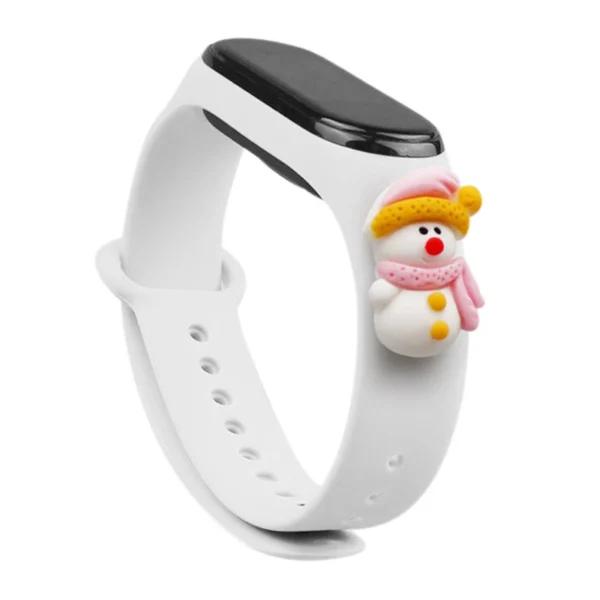 Strap Xmas for Xiaomi Mi Band 3 / 4 Christmas Silicone Strap Bracelet with Snowman - Whiteeng