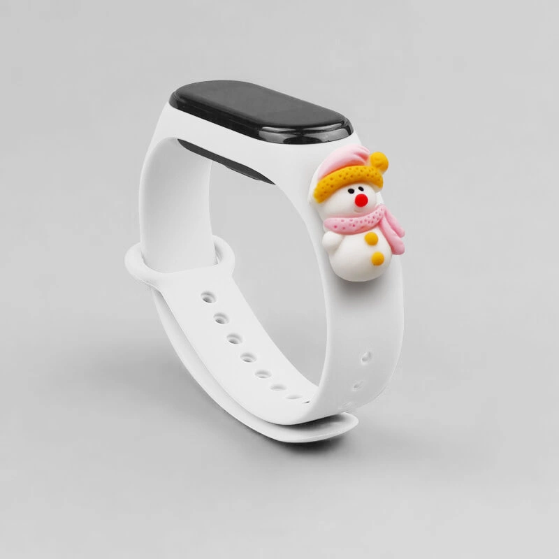 Strap Xmas for Xiaomi Mi Band 3 / 4 Christmas Silicone Strap Bracelet with Snowman - Whiteeng