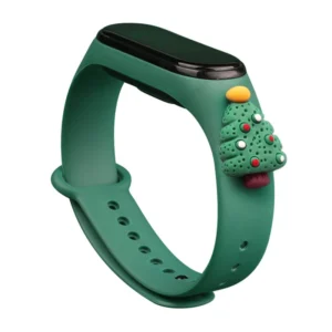 Strap Xmas Wristband for Xiaomi Mi Band 6 / Mi Band 5 Christmas Silicone Strap Bracelet Dark Green (Christmas Tree 2)eng