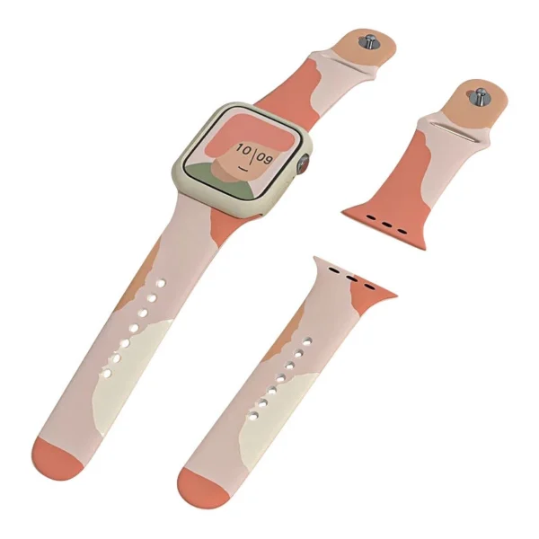 Strap Moro Band for Apple Watch Ultra / 9 / 8 / 7 / 6 / SE / 5 / 4 / 3 / 2 (49mm / 45mm / 44mm / 42mm) Silicone Strap Watch Bracelet Pattern 2eng