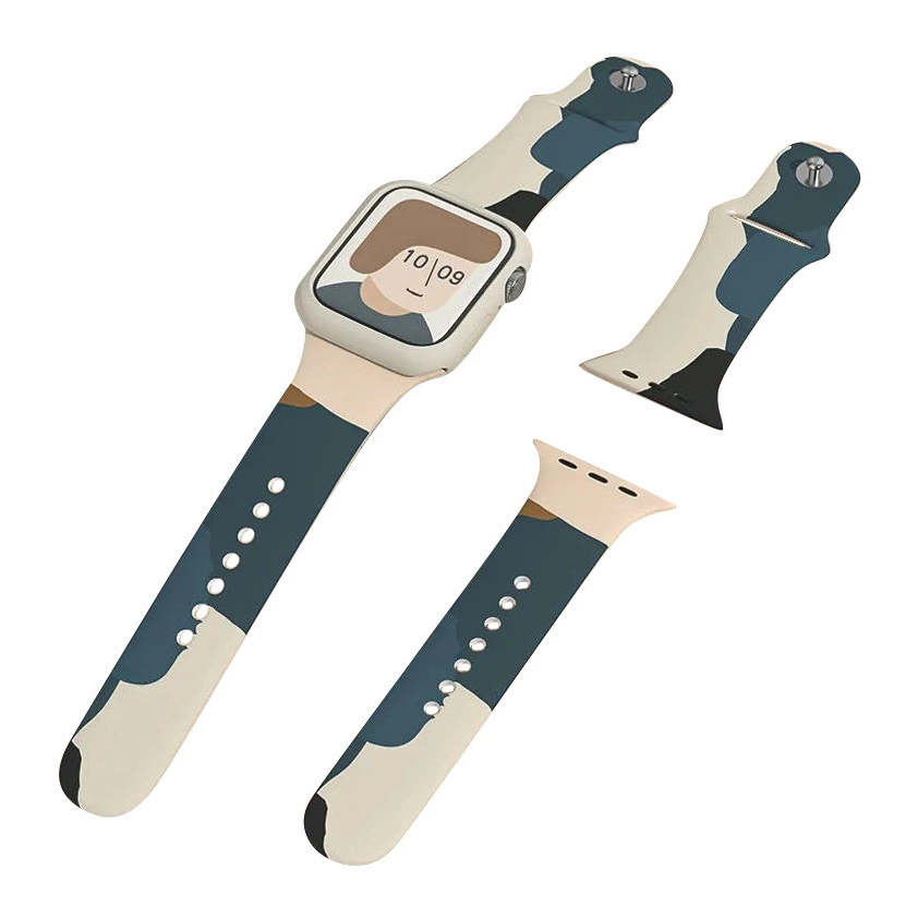 Strap Moro Band for Apple Watch Ultra / 9 / 8 / 7 / 6 / SE / 5 / 4 / 3 / 2 (49mm / 45mm / 44mm / 42mm) Silicone Strap Watch Bracelet Pattern 4eng