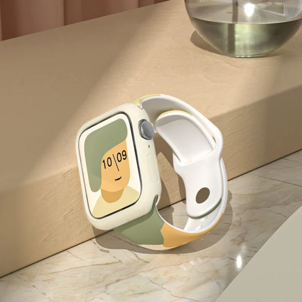 Strap Moro Band for Apple Watch 9 / 8 / 7 / 6 / SE / 5 / 4 / 3 / 2 (41mm / 40mm / 38mm) Silicone Strap Watch Bracelet Pattern 6eng