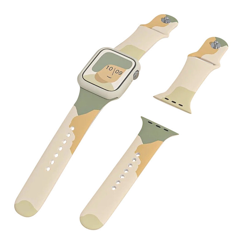 Strap Moro Band for Apple Watch 9 / 8 / 7 / 6 / SE / 5 / 4 / 3 / 2 (41mm / 40mm / 38mm) Silicone Strap Watch Bracelet Pattern 6eng