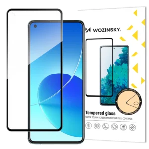 Wozinsky Tempered Glass Full Glue Super Tough Screen Protector Full Coveraged with Frame Case Friendly for Oppo Reno6 4G blackeng