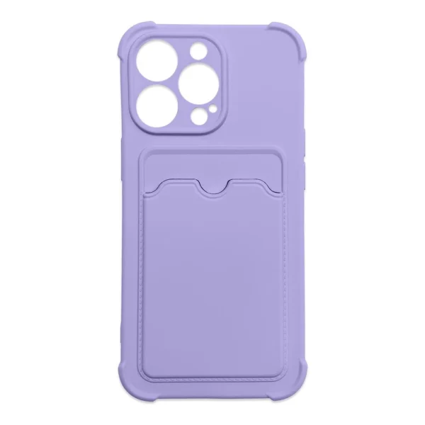 Card Armor Case Pouch Cover for iPhone 12 Pro Card Wallet Silicone Air Bag Armor Case Purpleeng