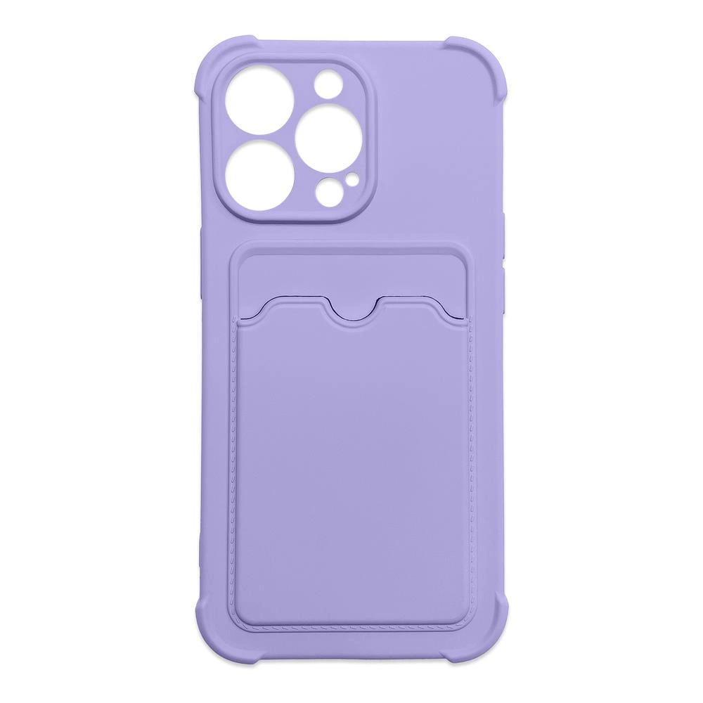 Card Armor Case Pouch Cover for iPhone 12 Pro Card Wallet Silicone Air Bag Armor Case Purpleeng