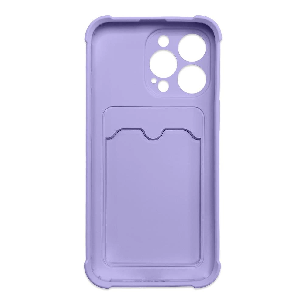 Card Armor Case Pouch Cover for iPhone 12 Pro Card Wallet Silicone Air Bag Armor Case Purpleeng