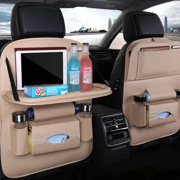 Car organizer for the seat foldable shelf mini car table beigeeng