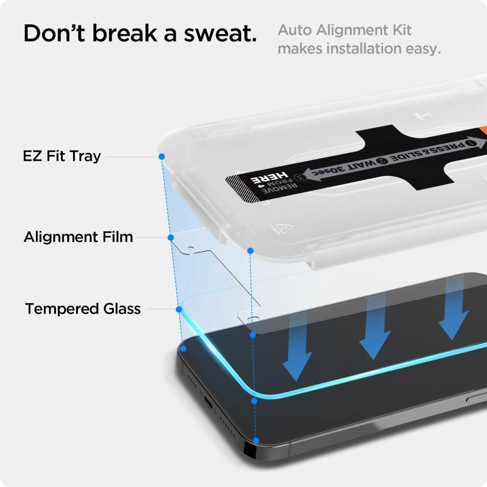 Spigen Glas.tR EZ Fit Tempered Glass for iPhone 13 / 13 Pro / 14 / 16e - 2 pcs.eng