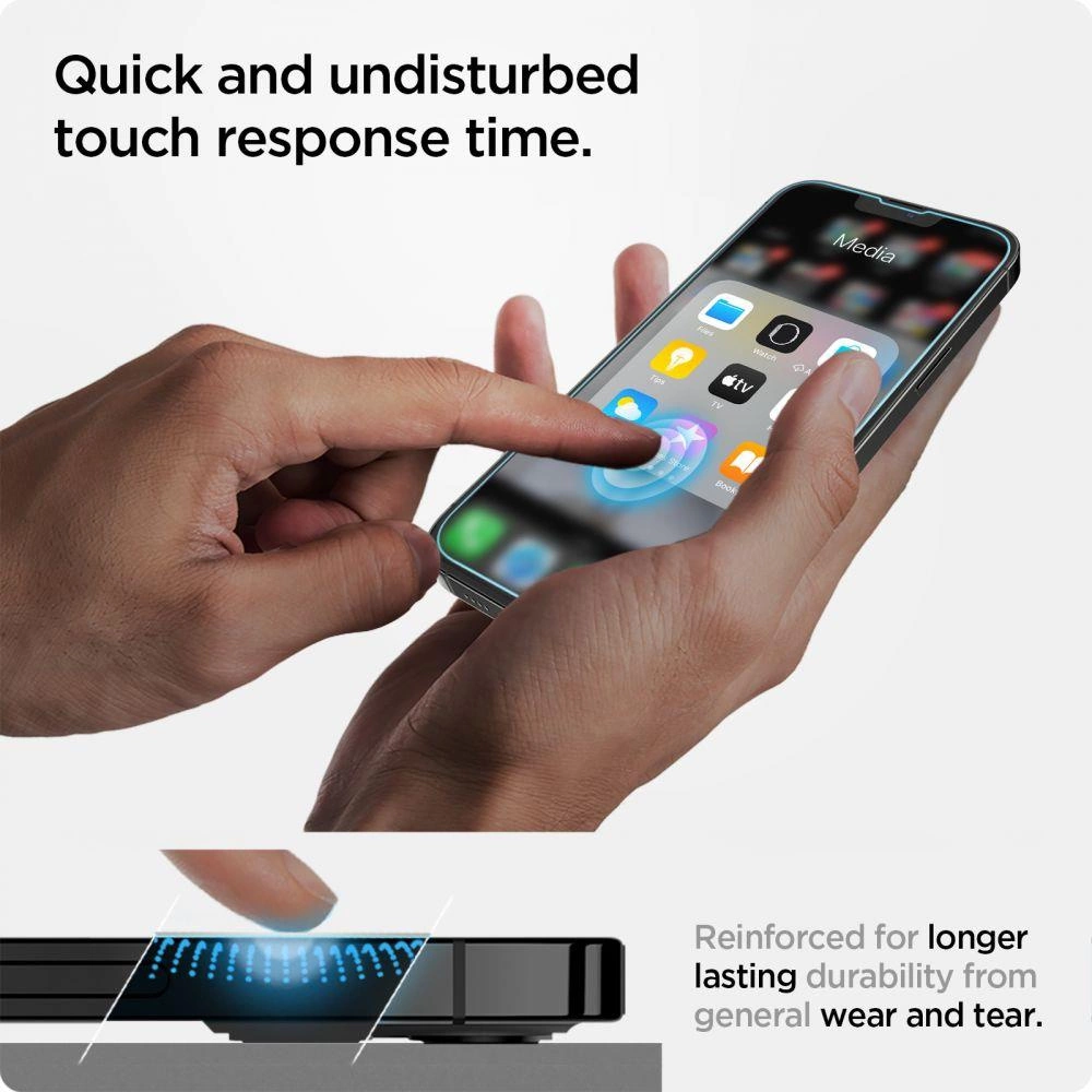Spigen Glas.tR EZ Fit Tempered Glass for iPhone 13 / 13 Pro / 14 / 16e - 2 pcs.eng