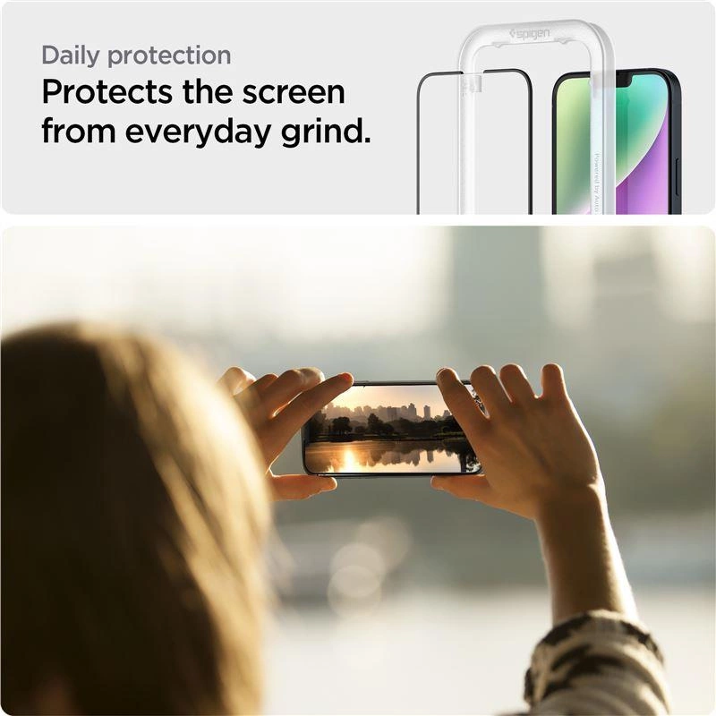 Spigen ALM Glass FC Tempered Glass for iPhone 13 / 13 Pro / 14 - Blackeng