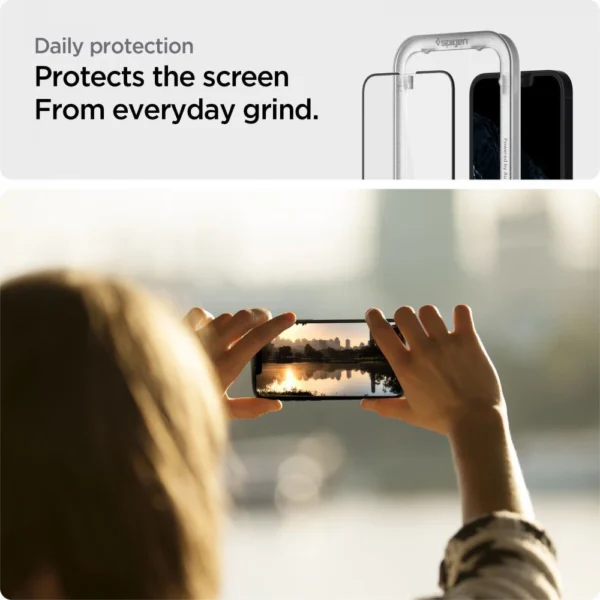 Spigen ALM Glass FC Tempered Glass for iPhone 13 / 13 Pro / 14 - Blackeng
