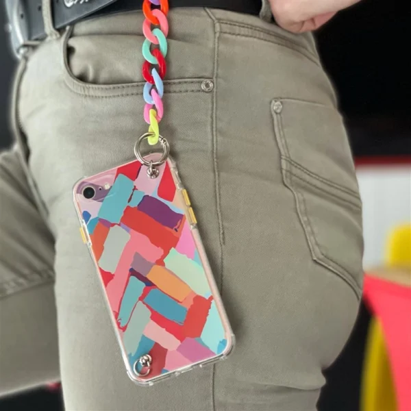 Color Chain Case gel flexible elastic case cover with a chain pendant for Xiaomi Redmi Note 10 Pro multicolour  (2)eng