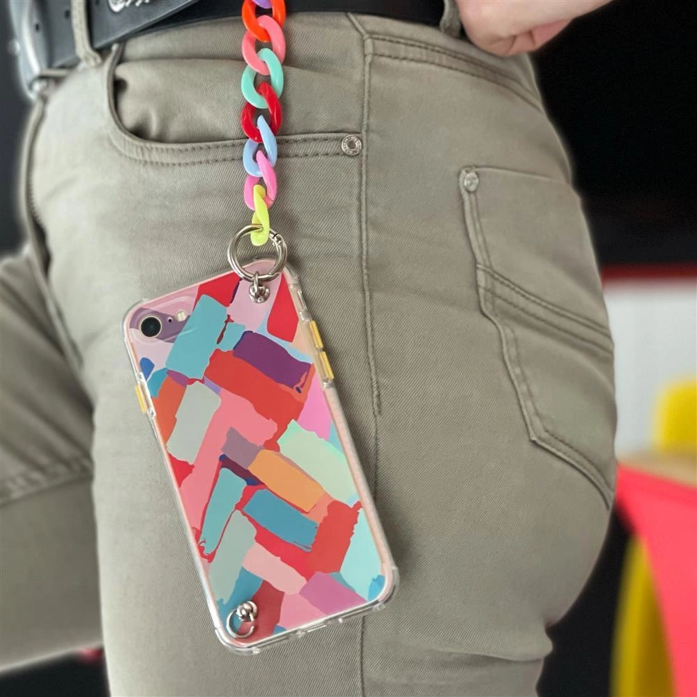 Color Chain Case gel flexible elastic case cover with a chain pendant for Xiaomi Redmi Note 10 Pro multicolour  (2)eng