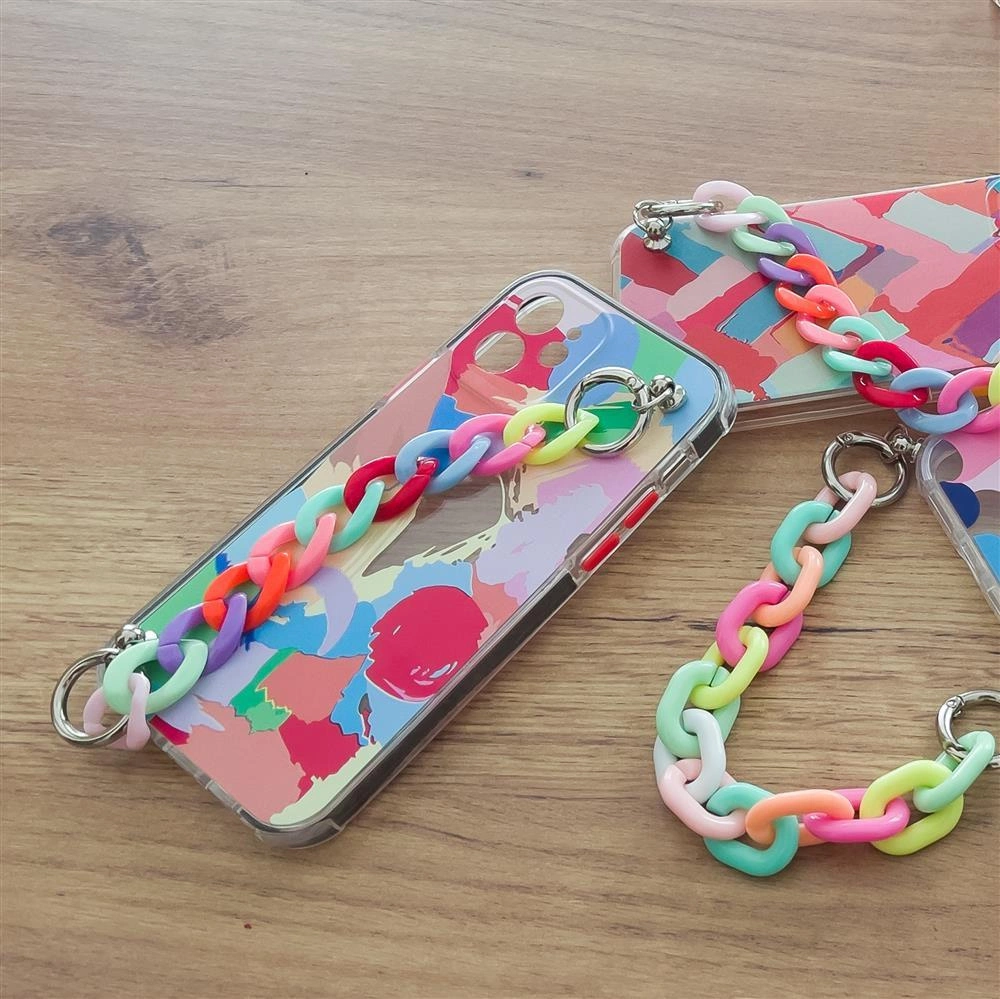 Color Chain Case gel flexible elastic case cover with a chain pendant for Xiaomi Redmi Note 10 Pro multicolour  (2)eng