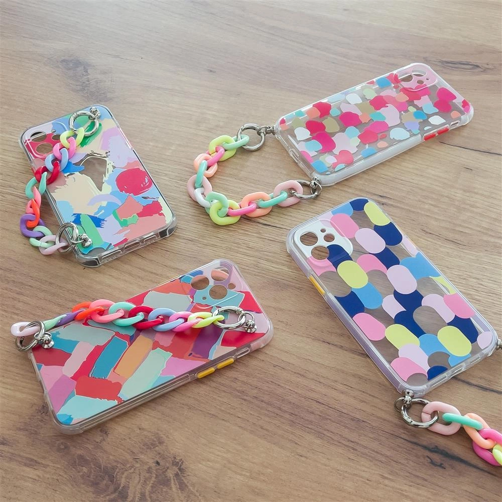 Color Chain Case gel flexible elastic case cover with a chain pendant for Xiaomi Redmi Note 10 Pro multicolour  (2)eng