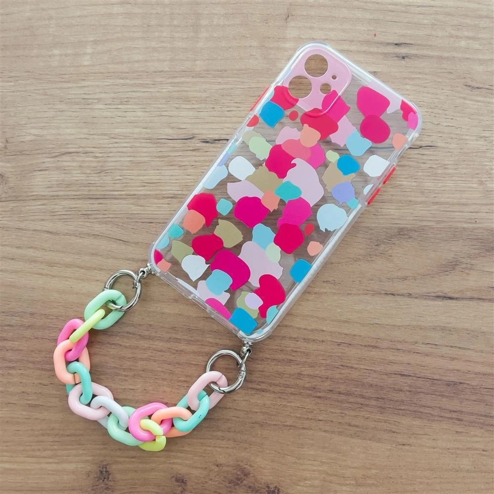 Color Chain Case gel flexible elastic case cover with a chain pendant for Xiaomi Redmi Note 10 Pro multicolour  (3)eng