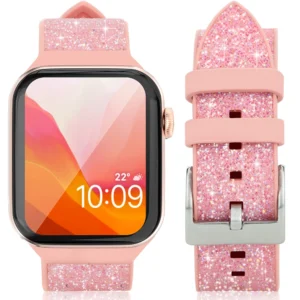 Kingxbar Crystal Fabric Band Strap Watch Bracelet 6 / SE / 5/4/3/2 (40mm / 38mm) Silicone Strap Crystal Band Pinkeng