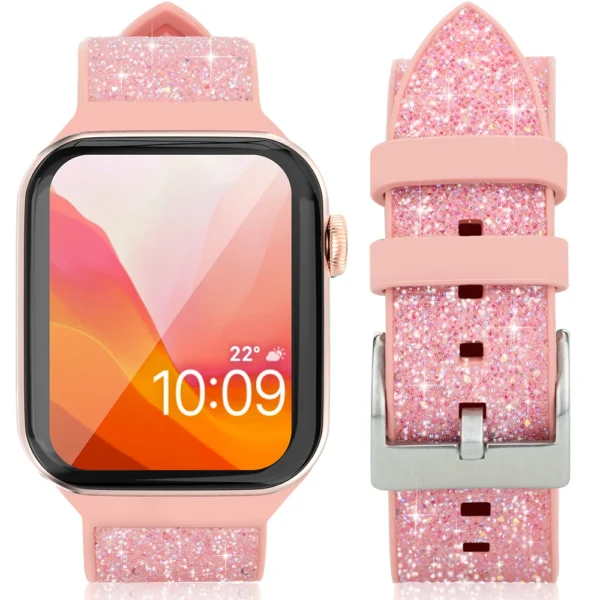 Kingxbar Crystal Fabric Band Strap Watch Bracelet 6 / SE / 5/4/3/2 (40mm / 38mm) Silicone Strap Crystal Band Pinkeng