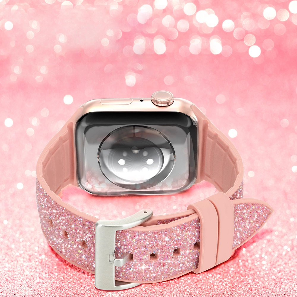 Kingxbar Crystal Fabric Band Strap Watch Bracelet 6 / SE / 5/4/3/2 (40mm / 38mm) Silicone Strap Crystal Band Pinkeng