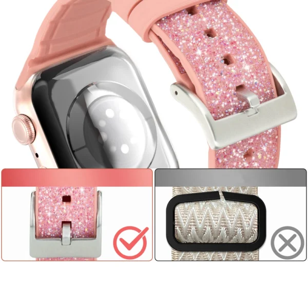 Kingxbar Crystal Fabric Band Strap Watch Bracelet 6 / SE / 5/4/3/2 (40mm / 38mm) Silicone Strap Crystal Band Pinkeng