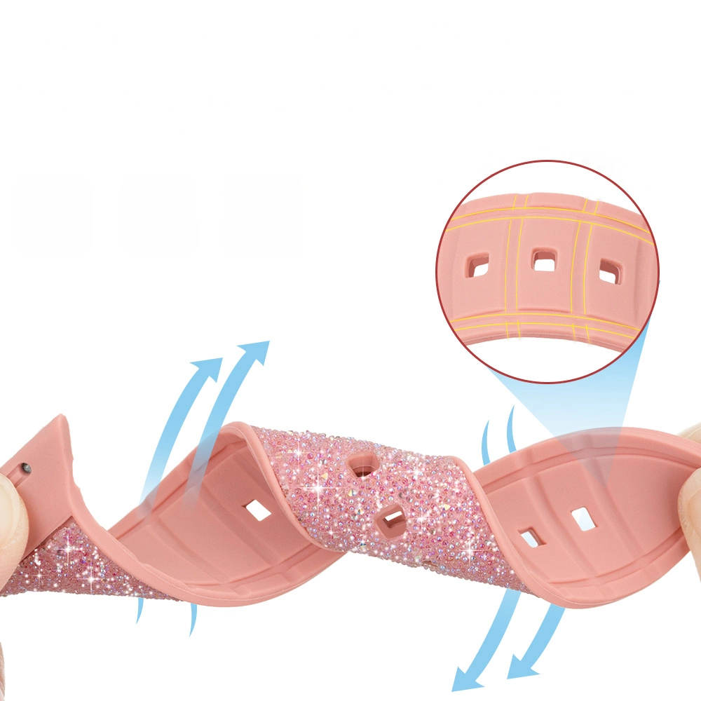 Kingxbar Crystal Fabric Band Strap Watch Bracelet 6 / SE / 5/4/3/2 (40mm / 38mm) Silicone Strap Crystal Band Pinkeng