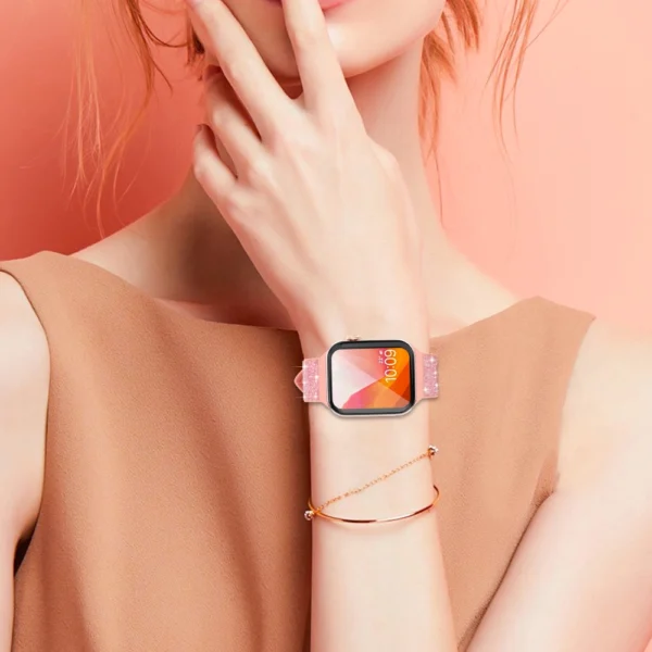 Kingxbar Crystal Fabric Band Strap Watch Bracelet 6 / SE / 5/4/3/2 (40mm / 38mm) Silicone Strap Crystal Band Pinkeng