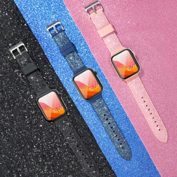 Kingxbar Crystal Fabric Band Strap Watch Bracelet 6 / SE / 5/4/3/2 (40mm / 38mm) Silicone Strap Crystal Band Pinkeng